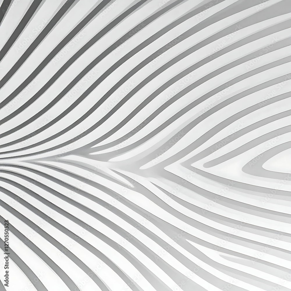 Poster abstract white curved lines surface design with shadow and depth creating 3d illusion graphic