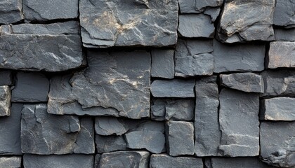 Fototapeta premium Dark gray stone wall texture, rough and uneven. Ideal for backgrounds, design projects needing a rustic feel.