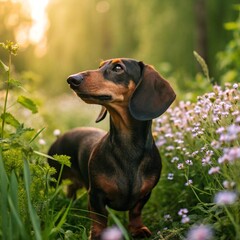 Beagle puppy on green grass