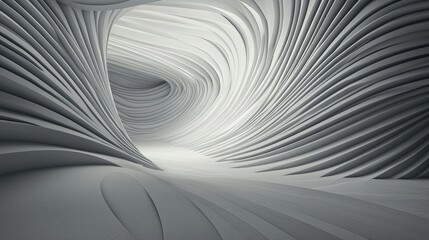 Naklejka premium Exploring the Mesmerizing Spiral Patterns of a White Tunnel: A Journey Through Abstract Textures and Designs