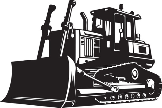 Bulldozer silhouette vector on a white background