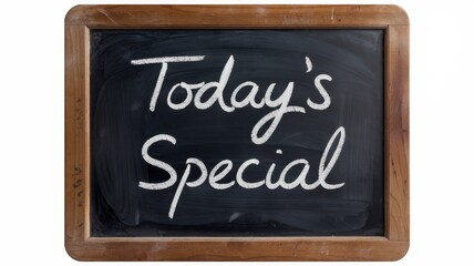 Fototapeta premium Todays special message written in white chalk on chalkboard