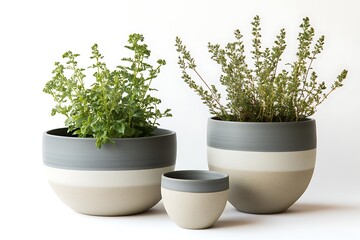 Stylish Ceramic Plant Pots in Grey and White