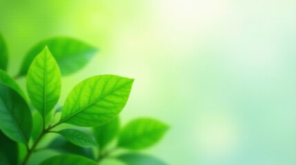 Fototapeta premium Vibrant Green Leaves on a Soft, Luminous Background, Perfect for Eco-Friendly Designs and Nature-Inspired Projects