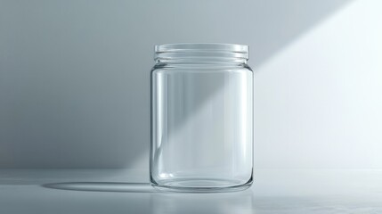 Pristine Crystal Clear Jar with Reflective Surface and Natural Light