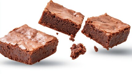 A delightful group of handmade brownies displayed on a rustic wooden surface perfect for a sweet dessert table