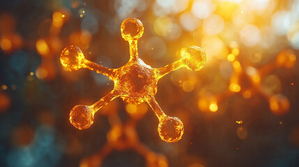 graphene molecular structure with glowing orange highlights, symbolizing innovation, nanotechnology, and the future of material science in advanced engineering and research