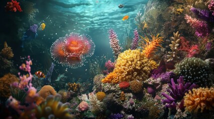 Obraz premium Exploring the Vibrant Underwater World of Colorful Coral Reefs and Their Diverse Fish Life