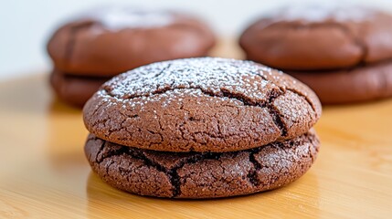 Fototapeta premium A heap of rich and decadent chocolate cookies piled high, perfect for chocolate lovers and sweet cravings