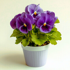 Purple Pansies in Pot