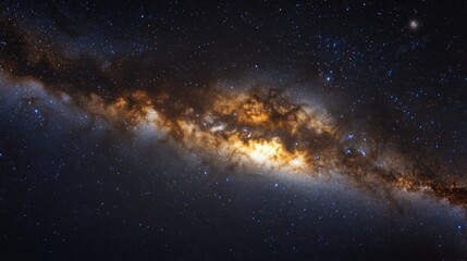 Obraz premium Amazing Milky Way and Andromeda galaxy over the sand dunes of Sahara Desert - Sahara, Morocco