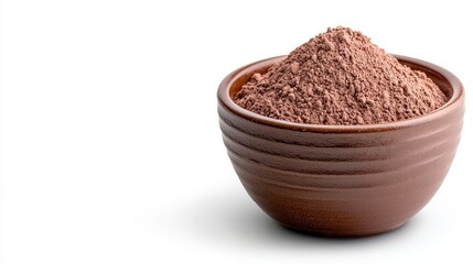 A small, elegant bowl filled with fine cocoa powder perfect for baking or culinary uses