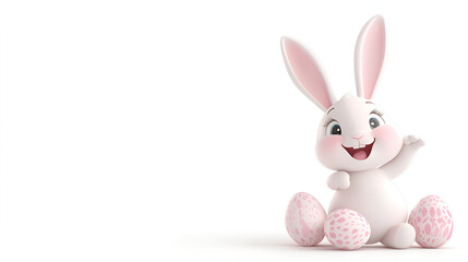 Obraz premium Adorable Easter Bunny with Decorative Eggs Cute Holiday Celebration