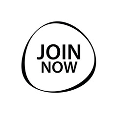 join now sign on white background	