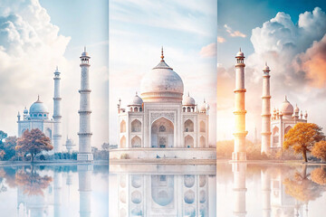 Obraz premium Taj Mahal Sunrise Reflection Multi-View