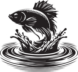 Fish silhouette vector on a white background