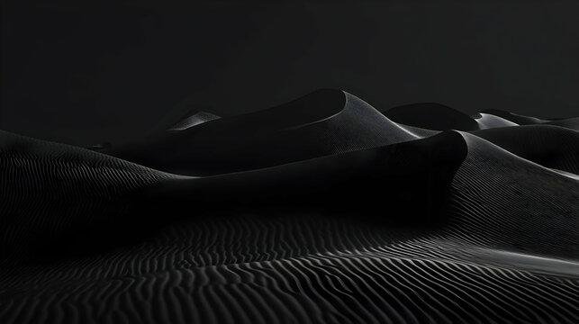 Dark desert dunes at night, textured sand, serene landscape, nature wallpaper