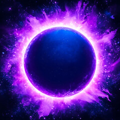 Celestial Sphere of Cosmic Radiance Blue and Purple Stellar Flare Phenomenon Space Art