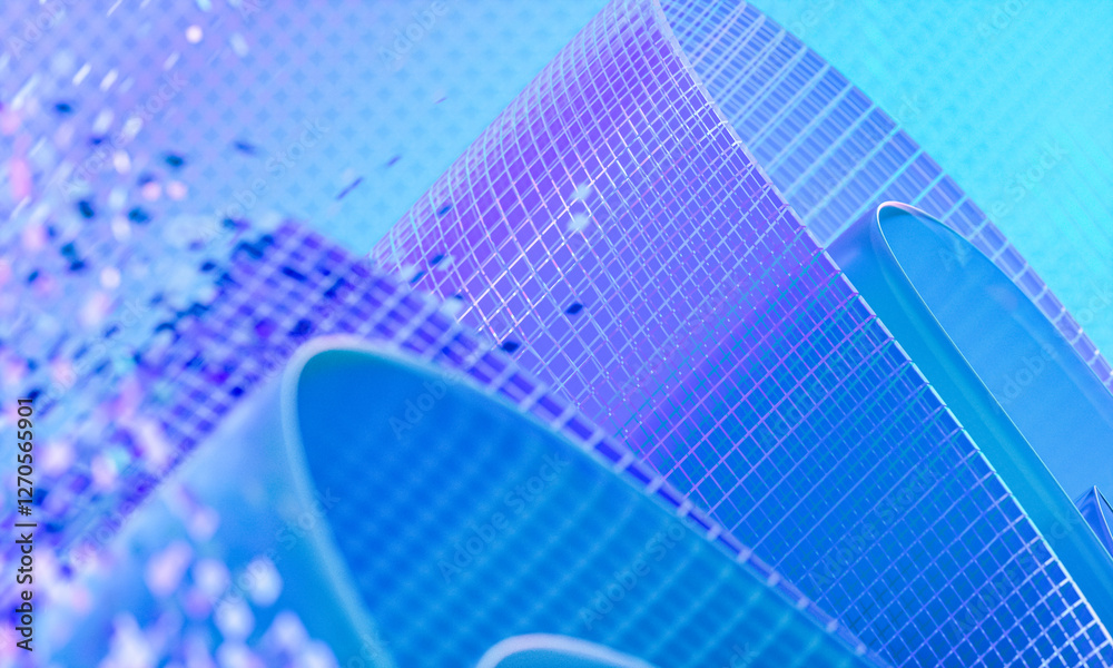 Poster 3d rendering of abstract digital layered crystal glass background. digital technology concept.
