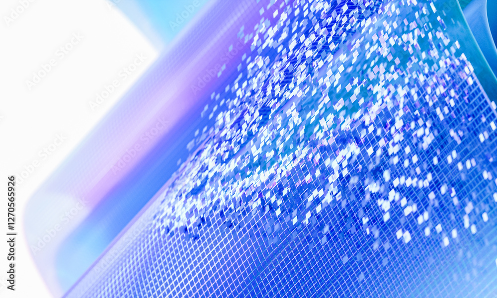 Aufkleber 3d rendering of abstract digital layered crystal glass background. digital technology concept.