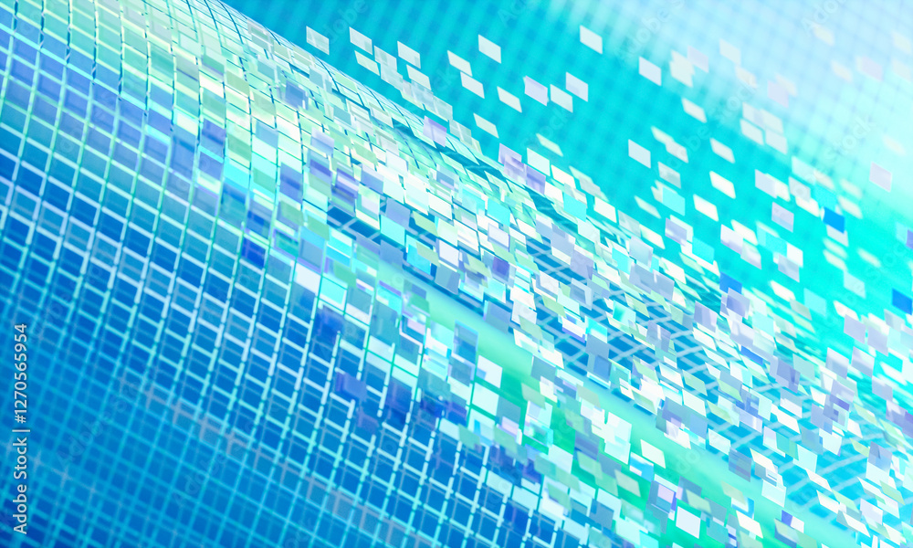 Poster 3d rendering of abstract digital layered crystal glass background. digital technology concept.