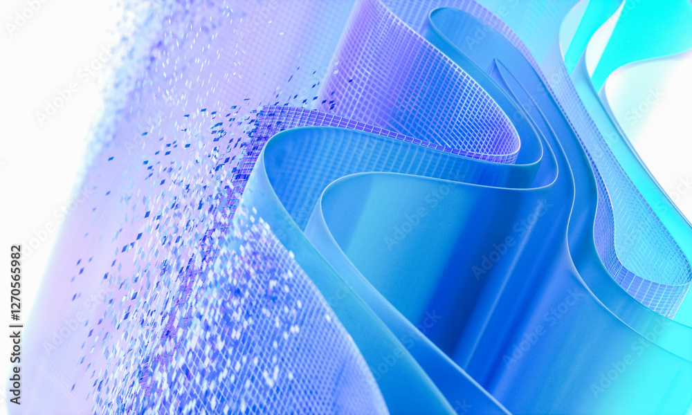 Poster 3d rendering of abstract digital layered crystal glass background. digital technology concept.