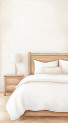 A Serene Watercolor Bedroom Scene