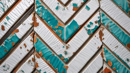 detailed and intricate pattern of herringbone tiles. The layout consists of alternating rows of tiles arranged in a zigzag pattern, creating a visually striking geometric design.