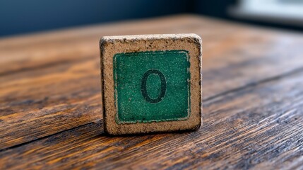 Small green block featuring a number inscribed on its surface for use in games, learning, or organizational systems