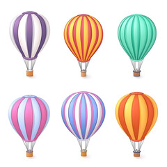 Colorful Hot Air Balloons Grouped Together Artistic Flight Visuals Graphic Elements Dreamy Skies Imagery