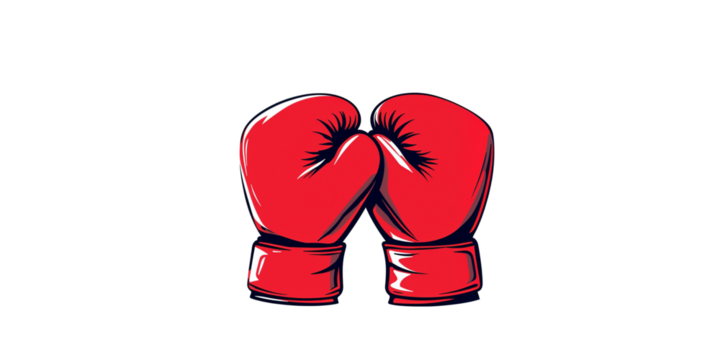 Pair of boxing gloves on transparent background, vector, illustration.