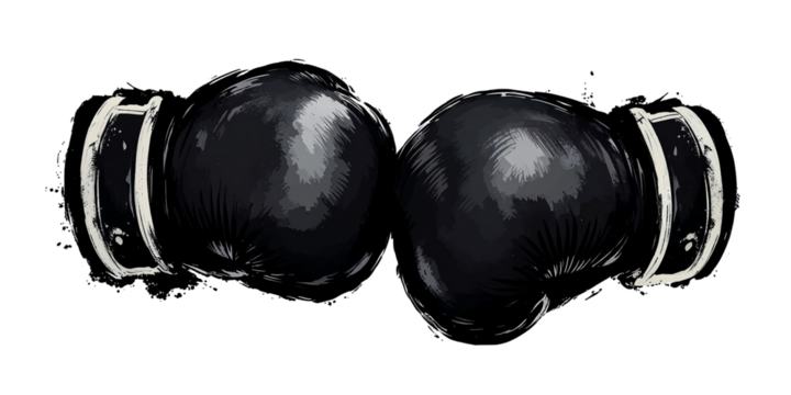Pair of boxing gloves on transparent background, vector, illustration.