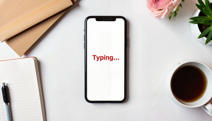 Exciting anticipation shown by phone display on modern desk, romance