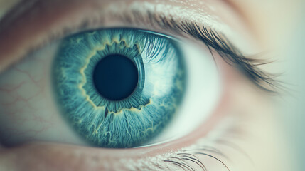 A Glimpse into the Soul: A close-up, macro shot of a captivating blue eye, revealing intricate details of the iris and the delicate eyelashes, inviting viewers to get lost in its depths.