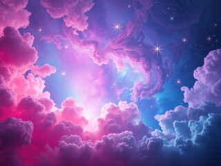 Fototapeta premium Dreamy Pink and Purple Cloudscape at Night