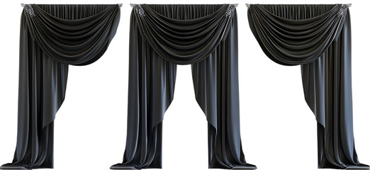 Elegant Dark Gray Draped Curtains Luxury Interior Design room home silk fold rich decor   