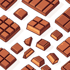 Chocolate bars and pieces seamless pattern repeating background