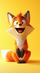 Obraz premium Happy cartoon fox. AI.