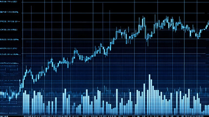 Stock market growth chart, blue tones, data visualization