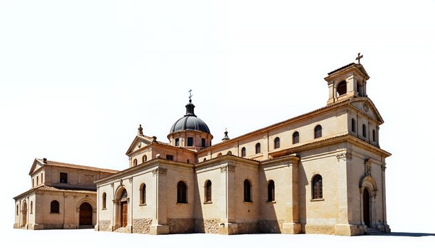 Weathered Beige Stone Church Architectural Detail Photorealistic Render