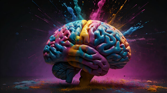 Concept art of a human brain exploding with knowledge and creativity. generative ai 
