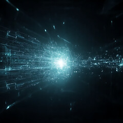 Obraz premium Data Stream Visualization with Light Effect and Digital Network Connection Concept on Dark Background