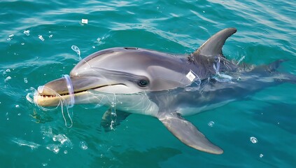 Fototapeta premium Dolphin in blue water