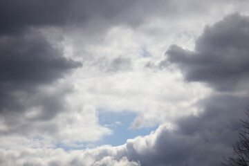 
a large amount of dark, rain clouds covering the sky.