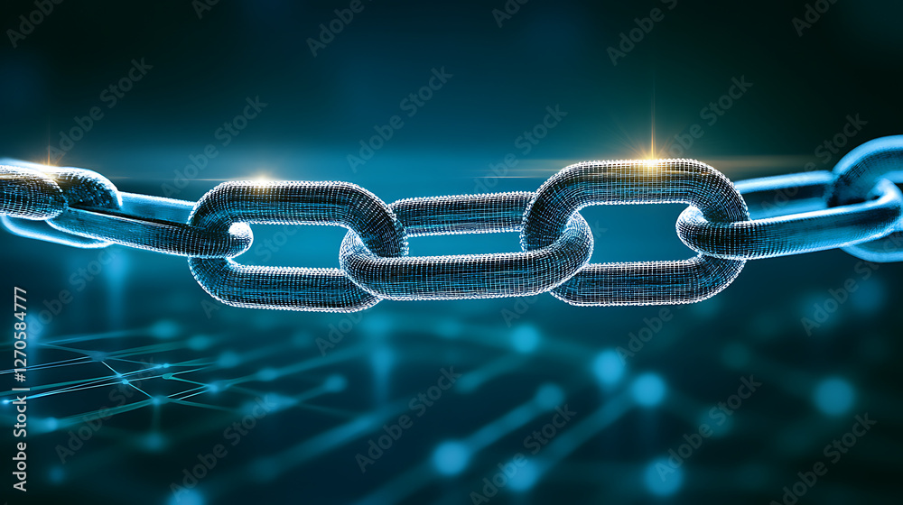 Poster digital chain technology network interconnectivity link connection digital security encryption syste