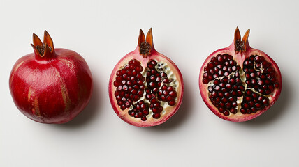 Pomegranate variations isolated on white background
