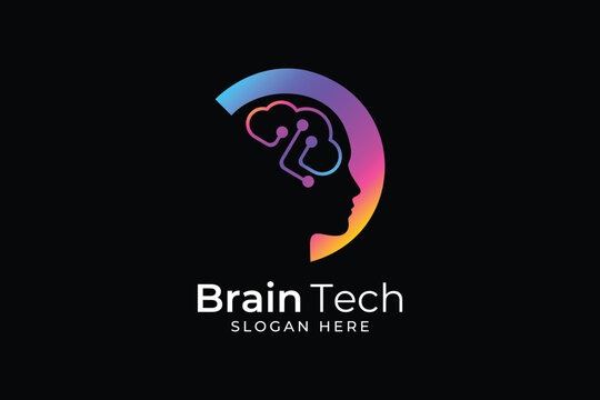 Intelligence tech logo, brain tech logo, icon, symbol, Creative logo template for artificial intelligence branding, Ai, neural networks, innovative solutions, smart technology, vector illustration