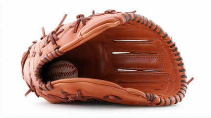 Baseball glove and ball isolated on white