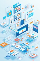 Obraz premium Interactive system visualizes improvements in digital workflows and user engagement strategies.