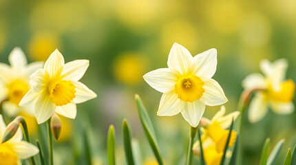 Daffodil flowers in the field 
